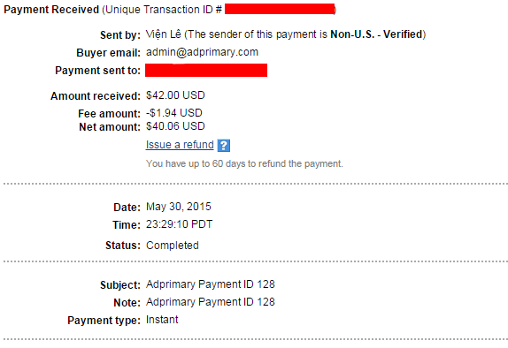 Proof of Payment AdPrimary